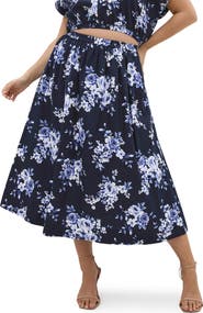 City Chic Vacay Floral Print A-Line Skirt