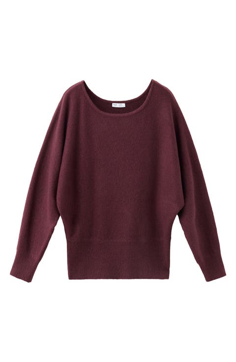 Batwing Sleeve Boat Neck Sweater