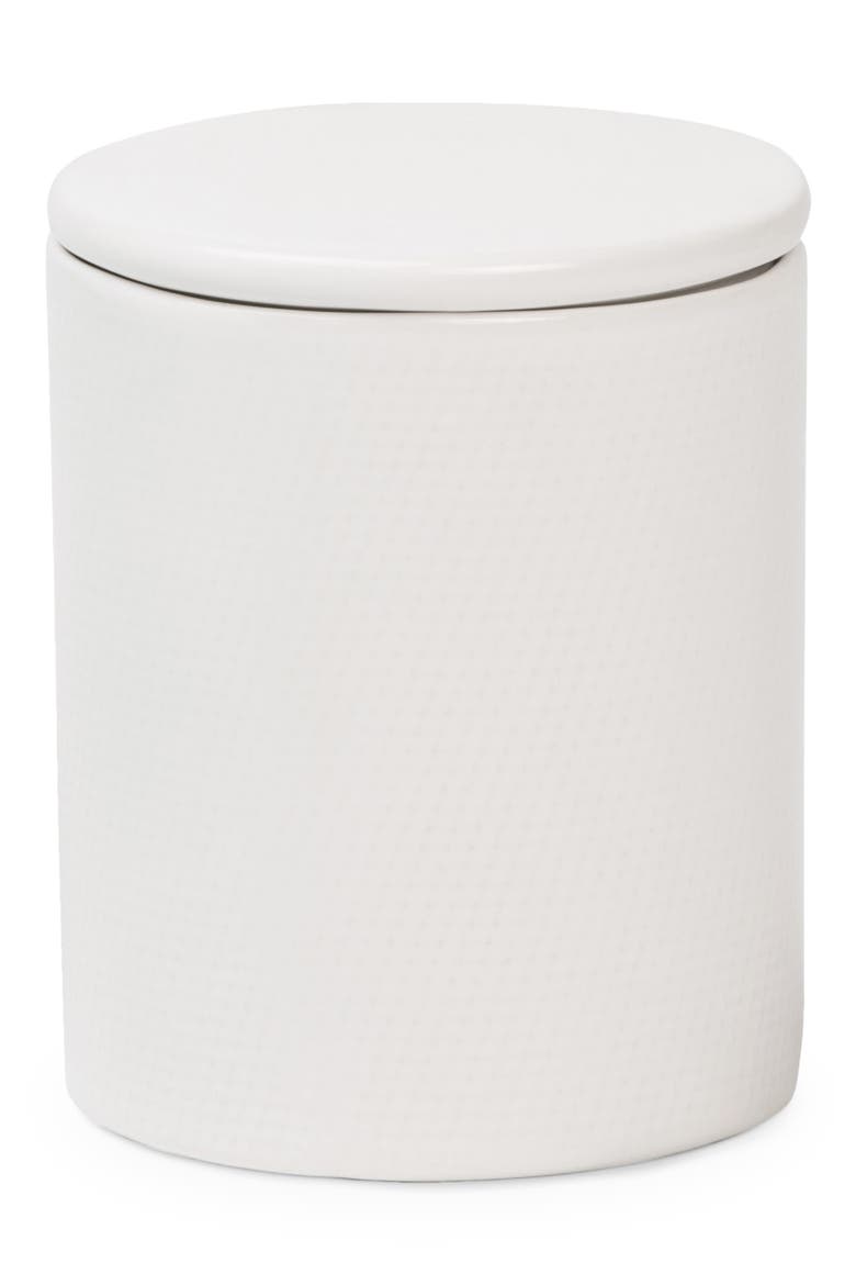 Cordoba Textured Ceramic Round Wastebasket, Main, color, WHITE BURLAP