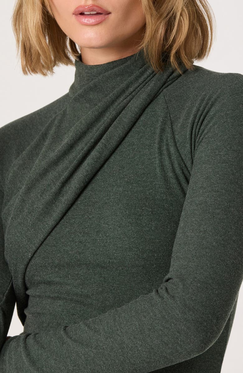ASTR the Label Long Sleeve Mock Neck Dress, Alternate, color, Heather Green