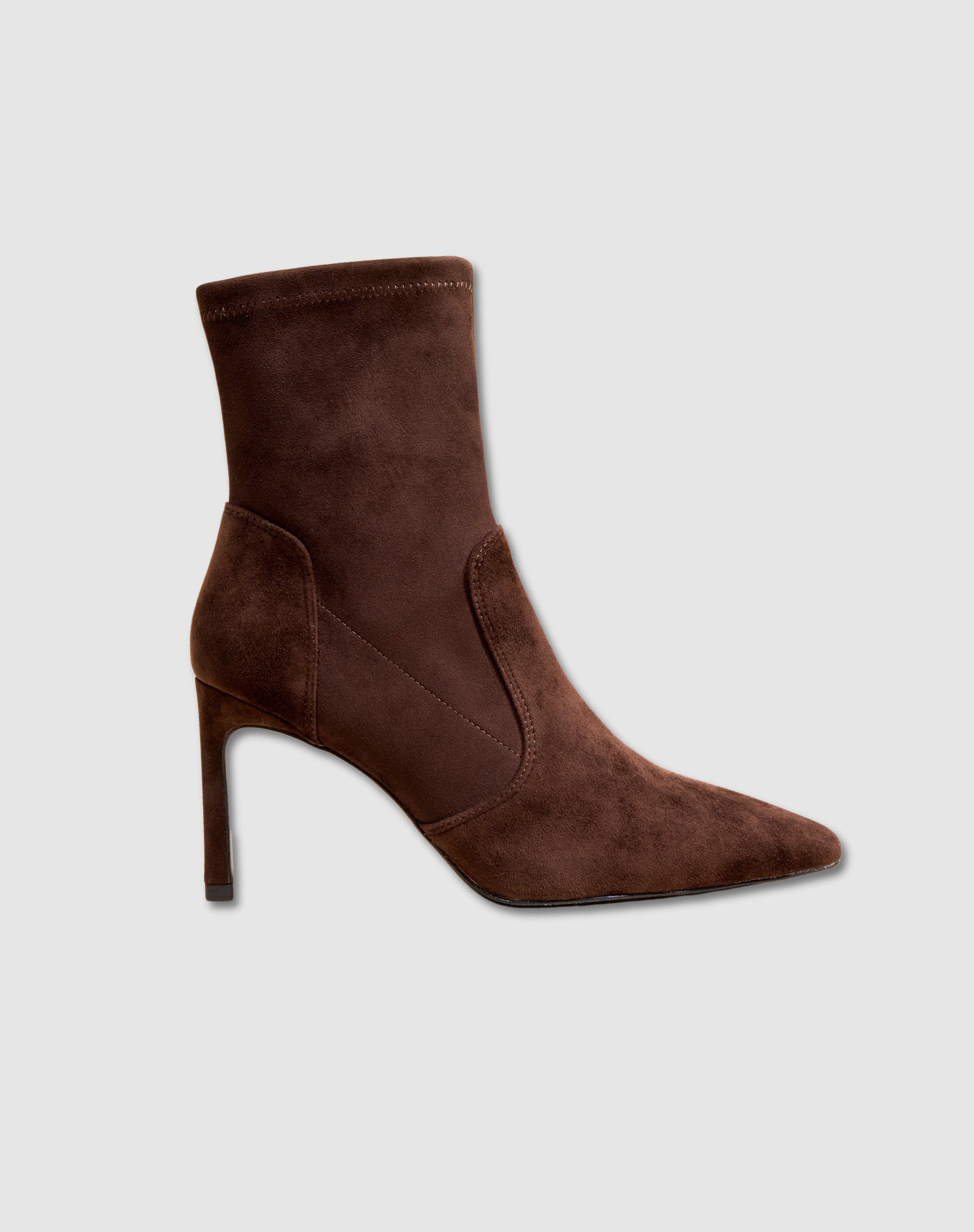 Mi/mai Ophelia High Heel Point Toe Ankle Boot In Brown