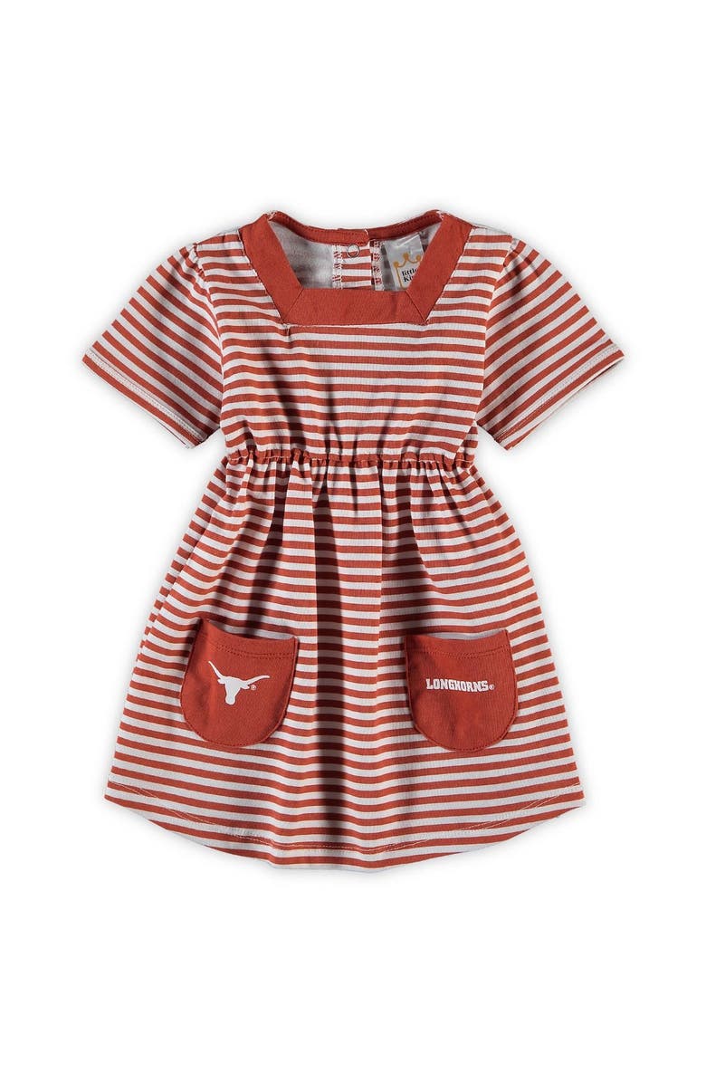 LITTLE KING Girl's Toddler Texas Orange Texas Longhorns Striped Dress with Pockets, Main, color, 