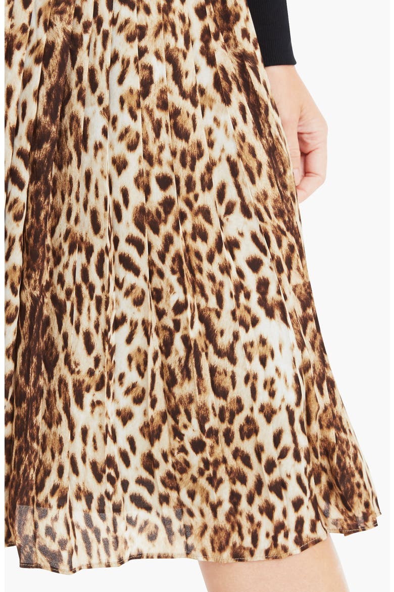 Leopard Print Pleated Midi Skirt, Alternate, color, LEOPARD