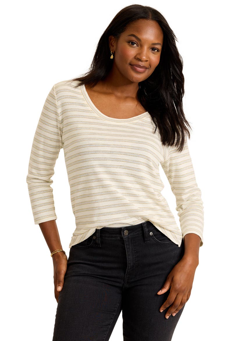 Ashby Isles Metallic Stripe Cotton Blend Top, Alternate, color, COCONUT