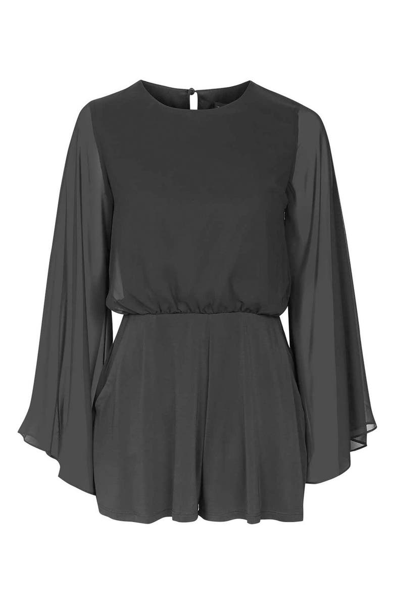 Topshop Batwing Sleeve Romper, Alternate, color, 