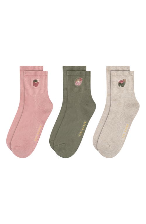 Ted Baker Assorted 3-pack Crew Socks In Pink
