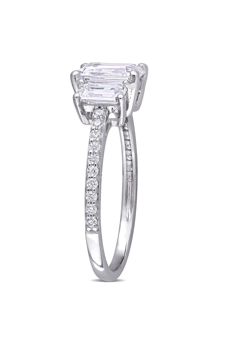 Moissanite 3-Stone Engagement Ring, Alternate, color, 10k White Gold