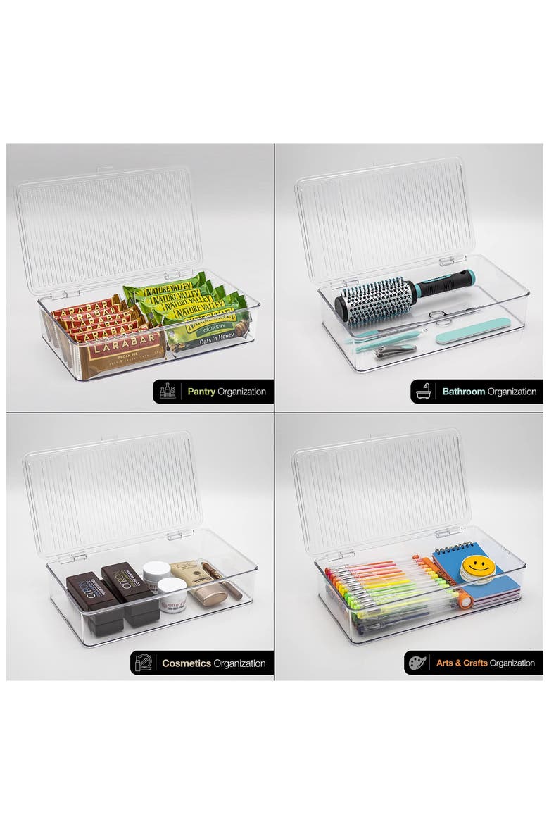 2-Pack Storage Organizers with Lids, Alternate, color, CLEAR