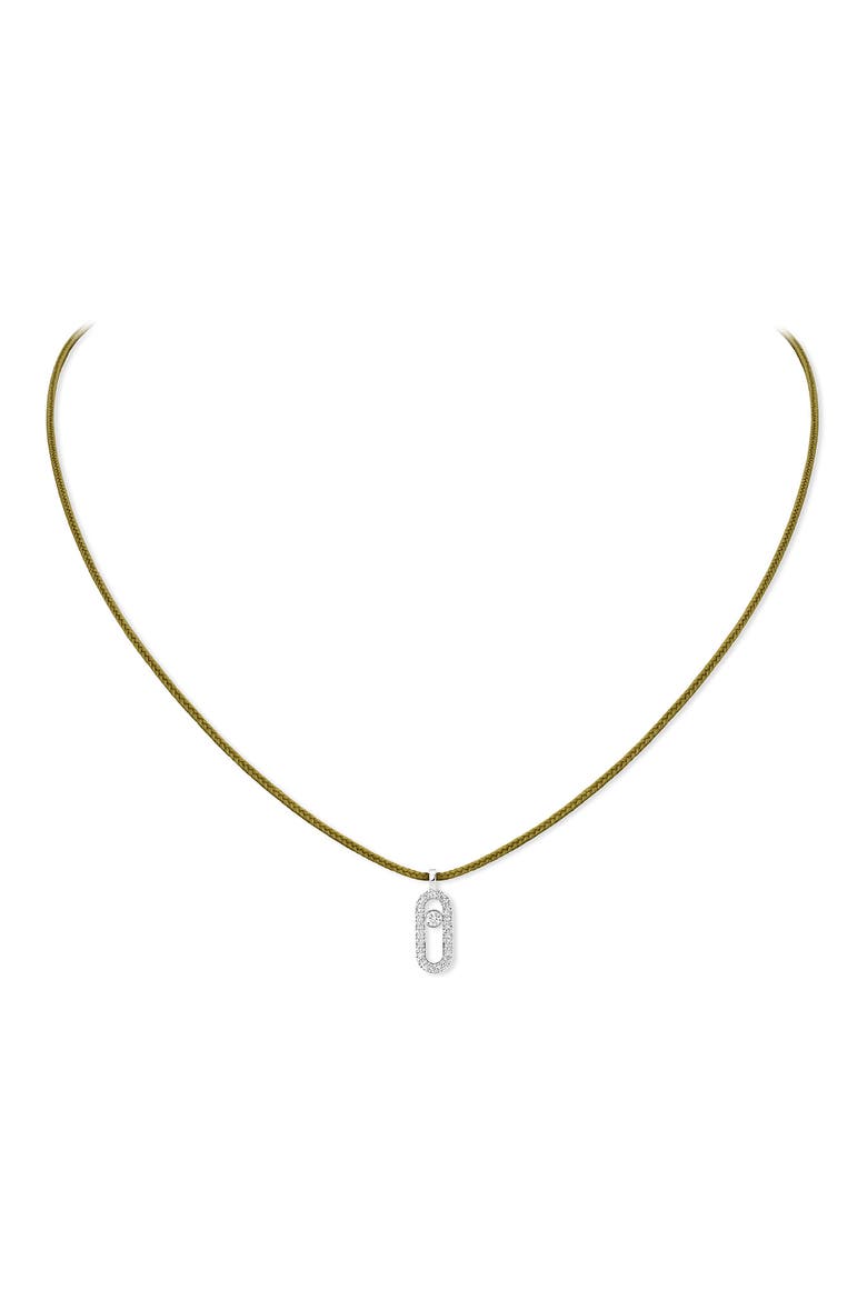 Care Diamond Pavé Pendant Cord Necklace, Main, color, WHITE GOLD