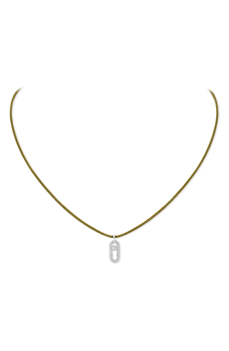 Messika Care Diamond Pavé Pendant Cord Necklace, Main, color, White Gold