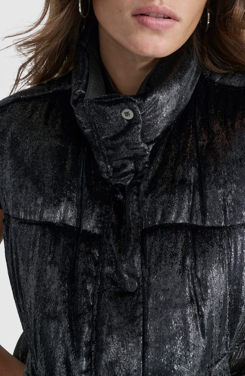 DKNY Metallic Velvet Puffer Vest, Alternate, color, 
