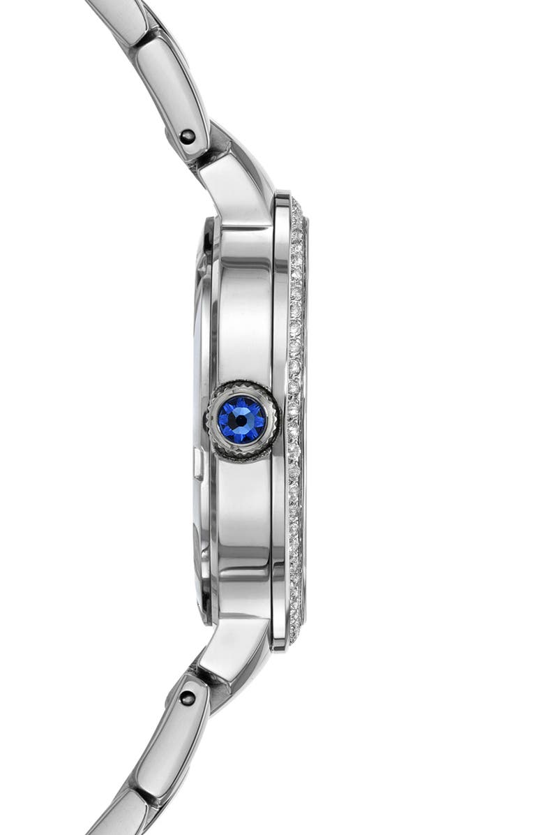 PORSAMO BLEU Luna White Topaz Bracelet Watch, 34mm, Alternate, color, Silver & Blue