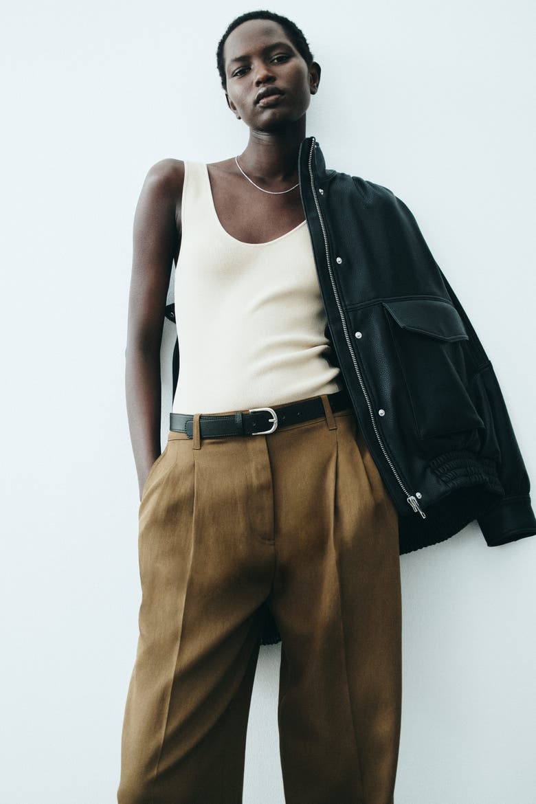 Linen-blend Dress Pants, Alternate, color, Dark olive green