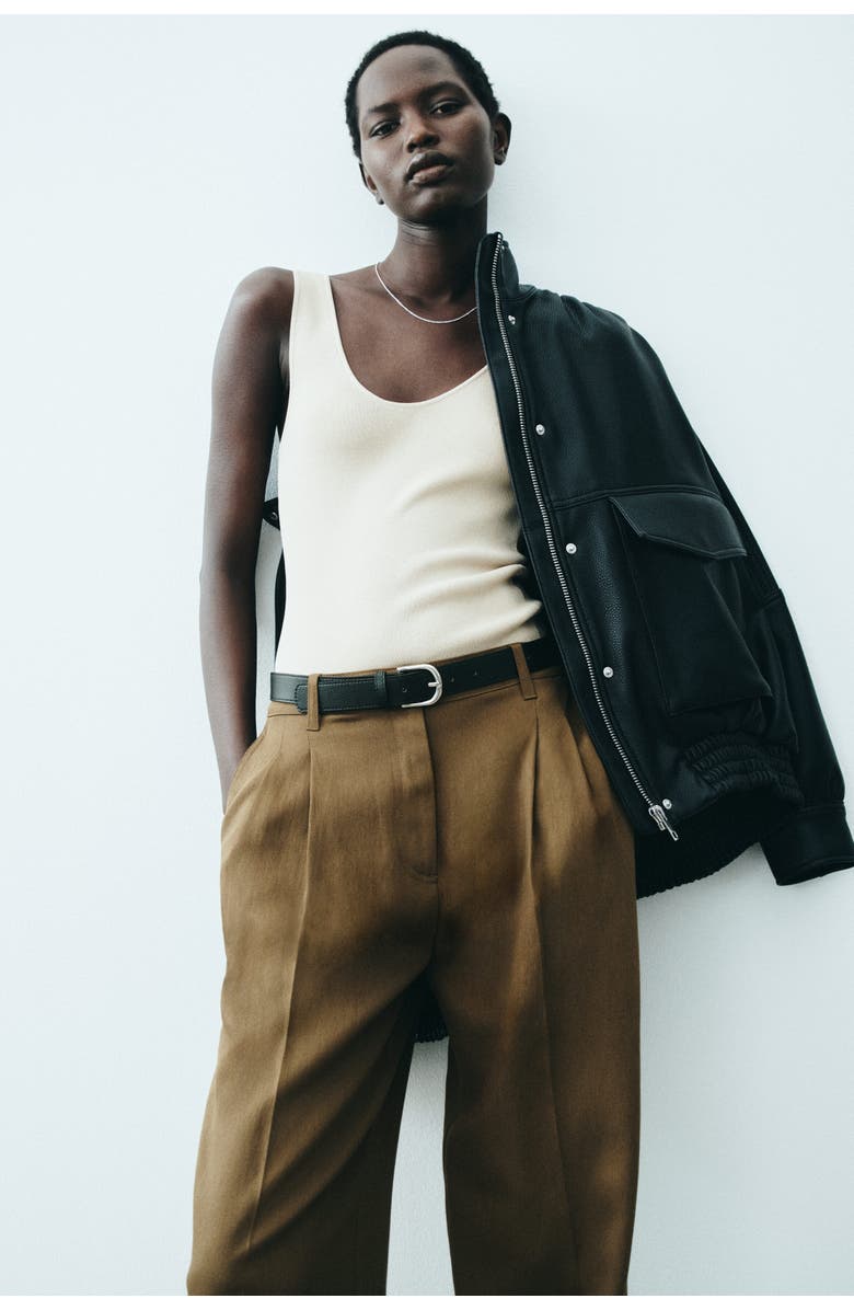 H&M Linen-blend Tailored Trousers, Alternate, color, 