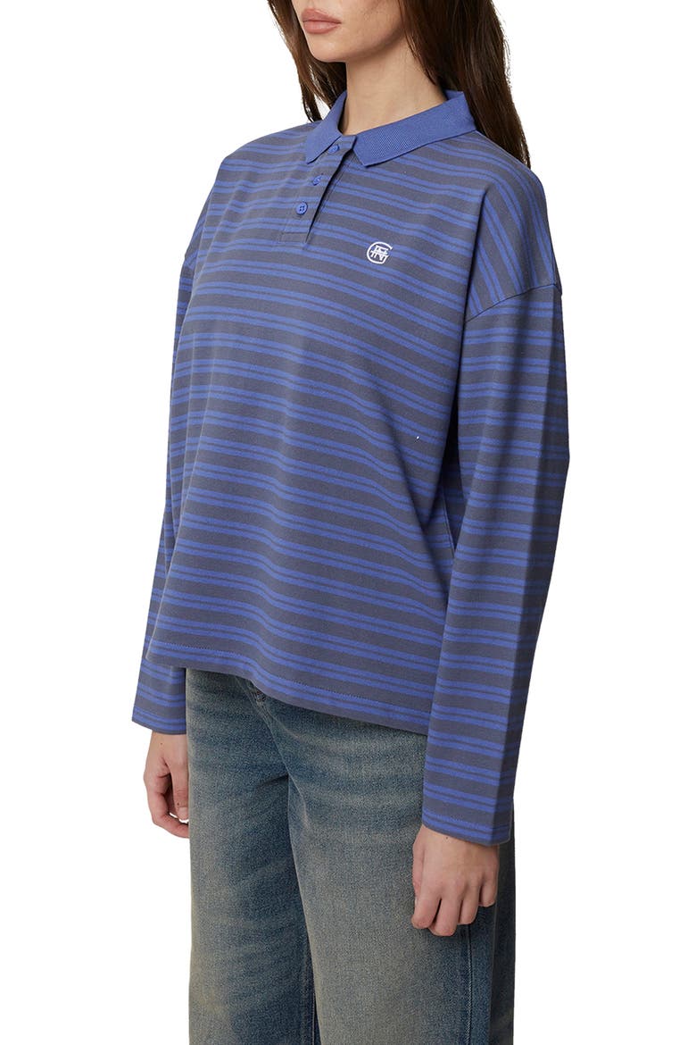 Long Sleeve Striped Polo, Alternate, color, Blue