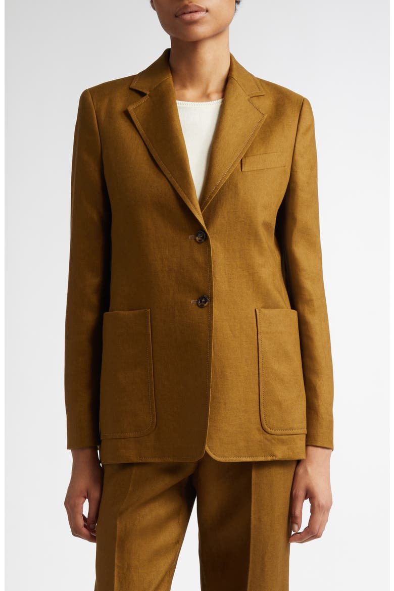 Guglia Linen Blazer, Main, color, OLIVE GREEN