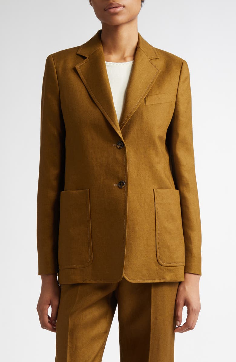 Max Mara Guglia Linen Blazer, Main, color, Olive Green