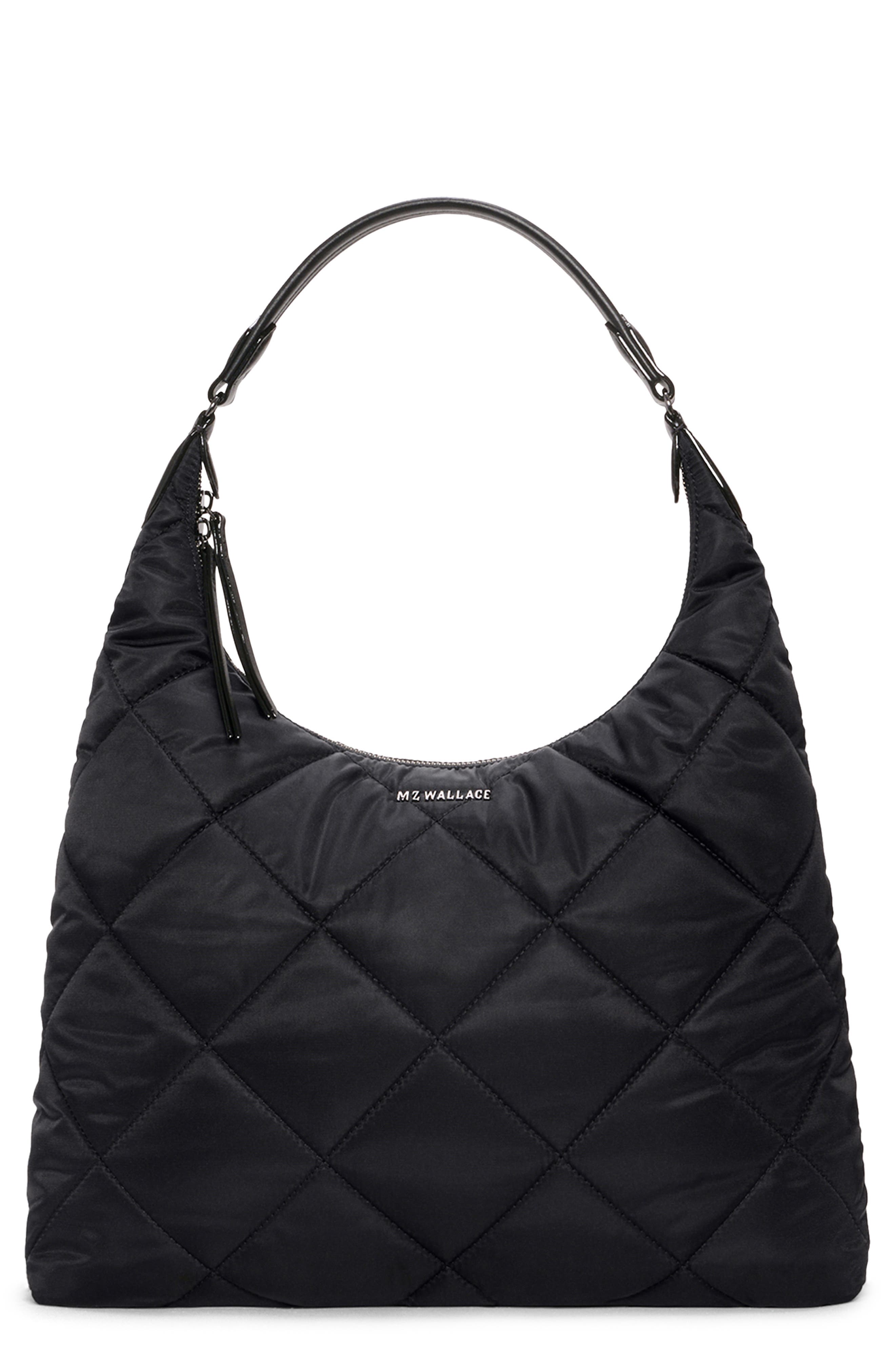 MZ Wallace Madison Quilted Nylon Shoulder Bag, Main, color, Black