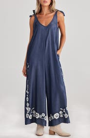 Talisman the Label Temple Embroidered Wide Leg Jumpsuit