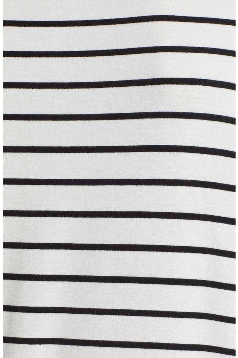 Stripe Puff Sleeve Square Neck T-Shirt, Alternate, color, IVORY/ BLACK STRIPE