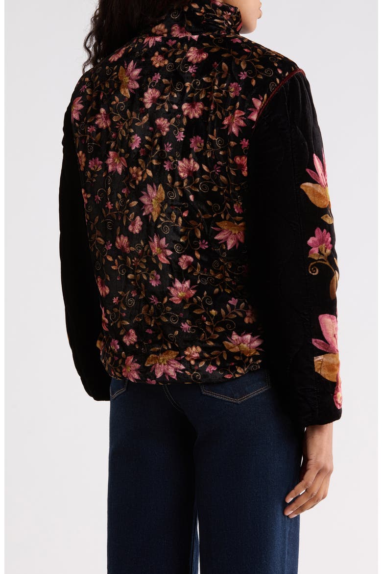Embroidered Quilted Velvet Jacket, Alternate, color, BLACK GROUND/ MULTI FLORAL