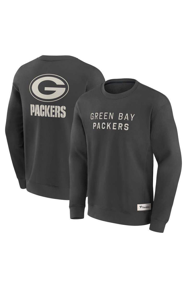 FANATICS Men's Fanatics Charcoal Green Bay Packers Elements Future Ground Lettering Pullover Sweatshirt, Main, color, Charcoal