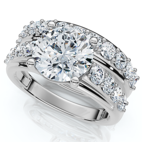 Certified 2 1/2Ct Diamond Engagement Wedding Ring Set 14k Gold Lab Grown