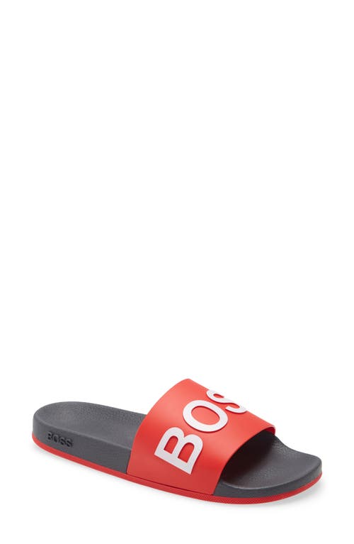 Hugo Boss Logo-print Flatform Slides In Multi