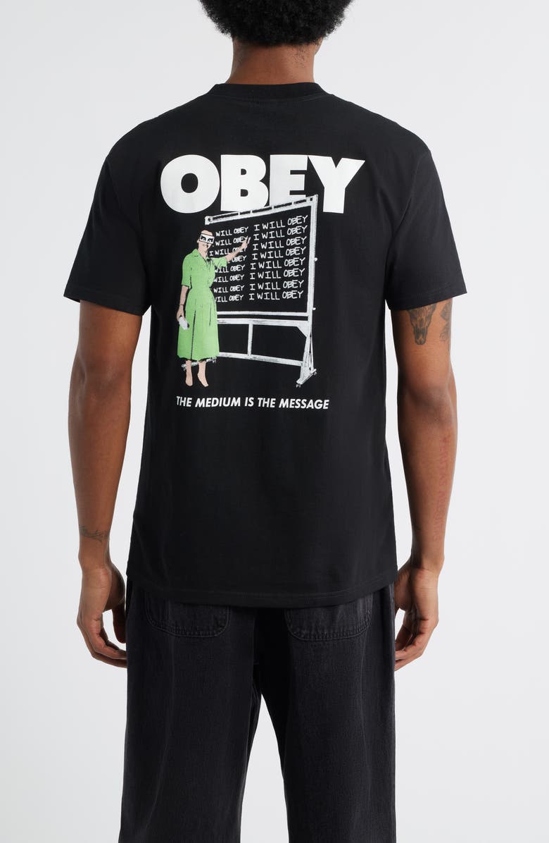 Obey I Will Obey Cotton Logo T-Shirt, Alternate, color, Black