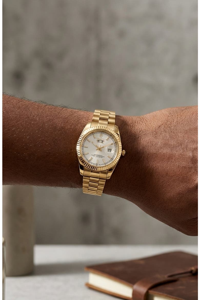 DUCTUS Gold Band Watch, Alternate, color, Gold / Silver