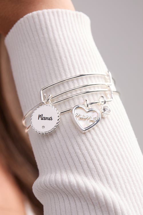 Alex And Ani Mamá Mother Of Pearl Heart Bangle Bracelet Duo In Silver