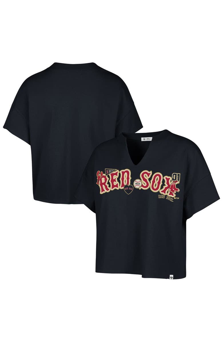 Stoney Clover Lane X '47 Women's '47 x Stoney Clover Lane Navy Boston Red Sox Oversized Notch Neck T-Shirt, Main, color, Navy