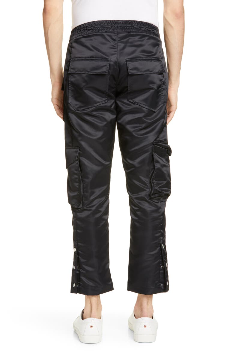 Cropped Satin Cargo Pants, Alternate, color, SATIN BLACK
