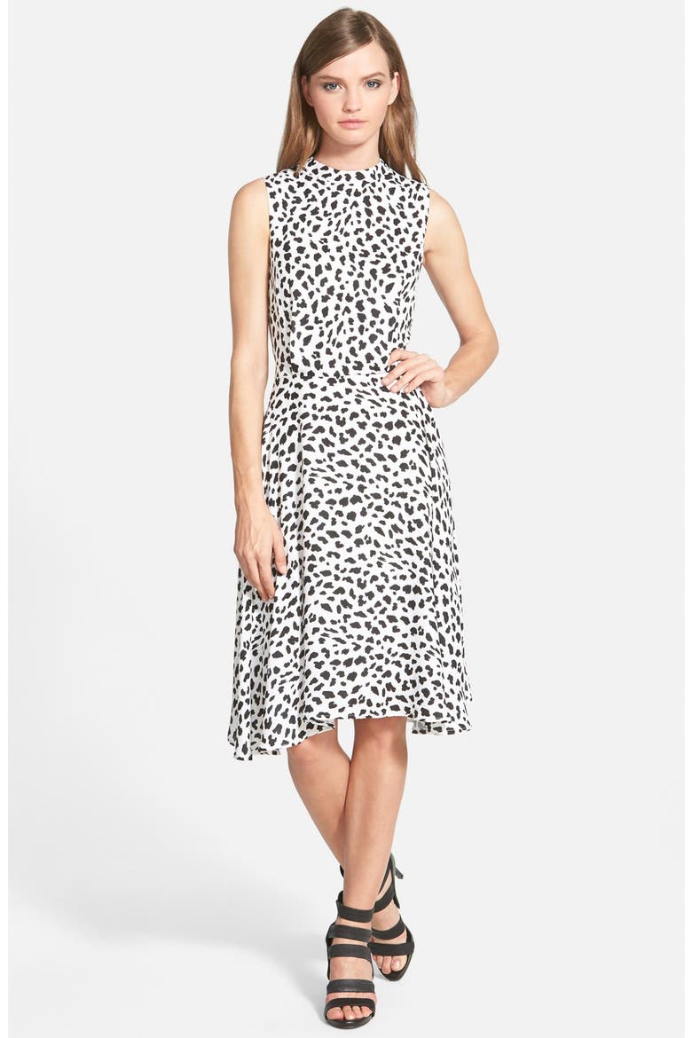 Animal Print Midi Dress, Main, color, IVORY