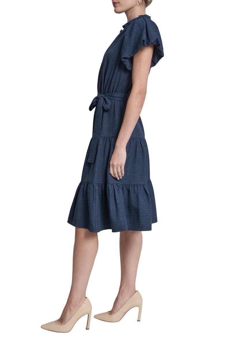Bubble Sleeve Tiered Dress, Alternate, color, INDIGO