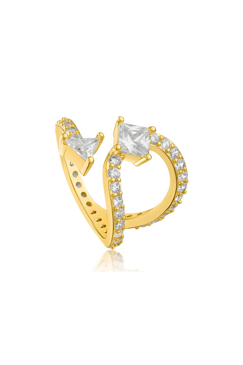 Cubic Zirconia Wrap Bypass Ring, Main, color, CLEAR/ GOLD