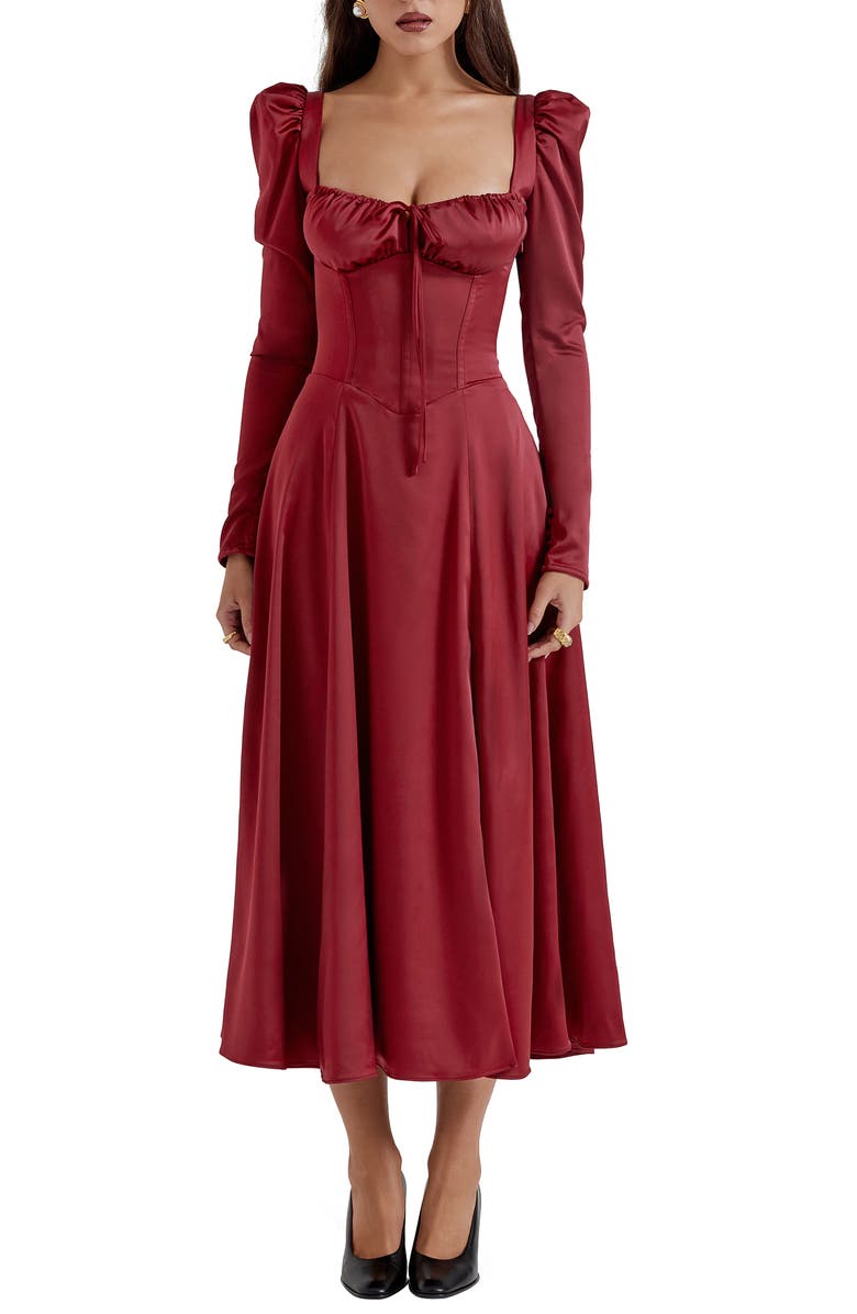 HOUSE OF CB Sebille Long Sleeve Corset Midi Cocktail Dress, Alternate, color, 