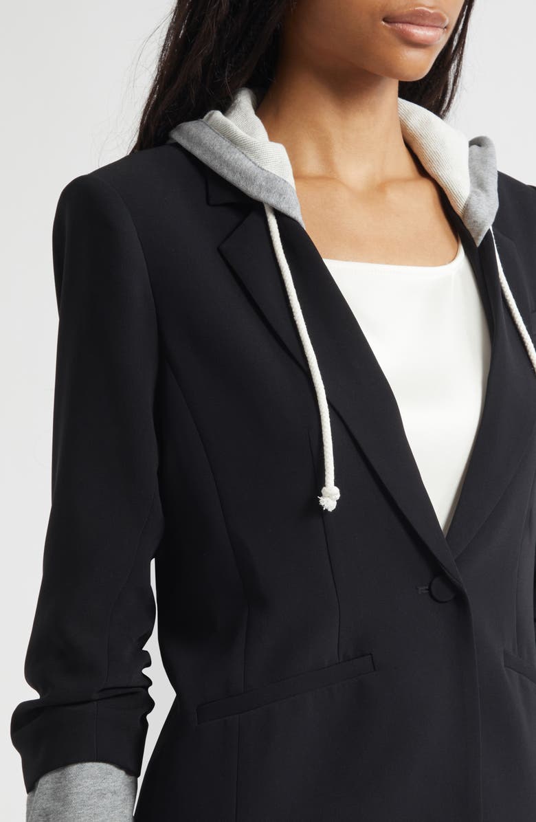 Cinq à Sept Hooded Khloe Jacket, Alternate, color, Black/ Heather Grey