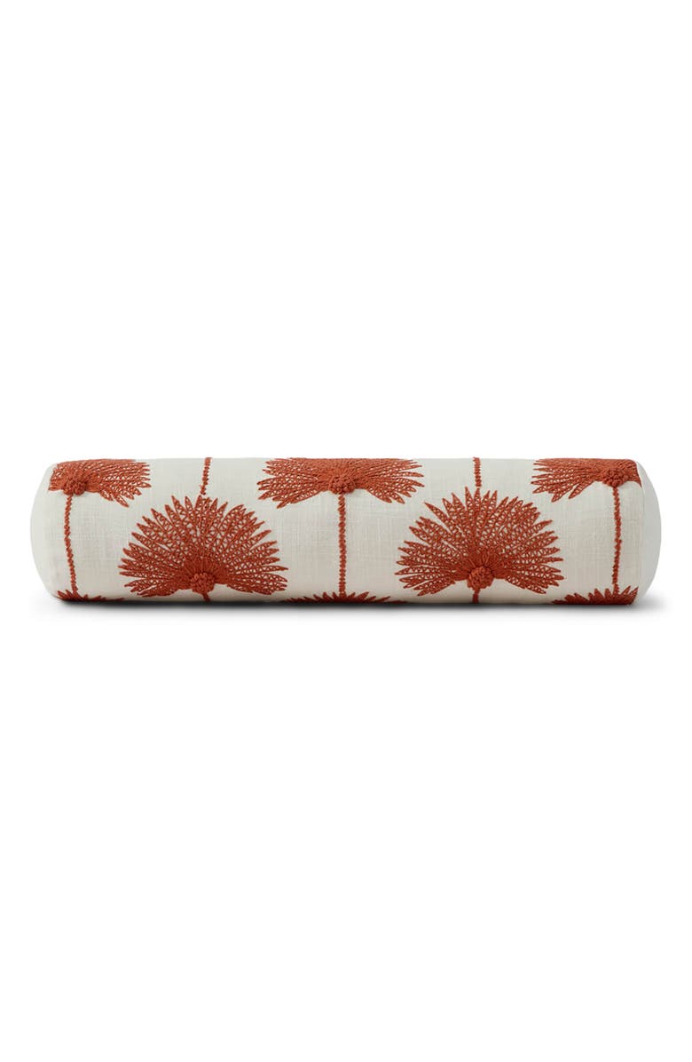 Sunday Citizen Palm Leaf Embroidered Cotton Bolster Pillow, Main, color, 