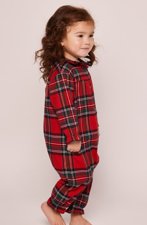 Petite Plume Madeline Imperial Tartan One-piece Brushed Twill Pajamas In Red