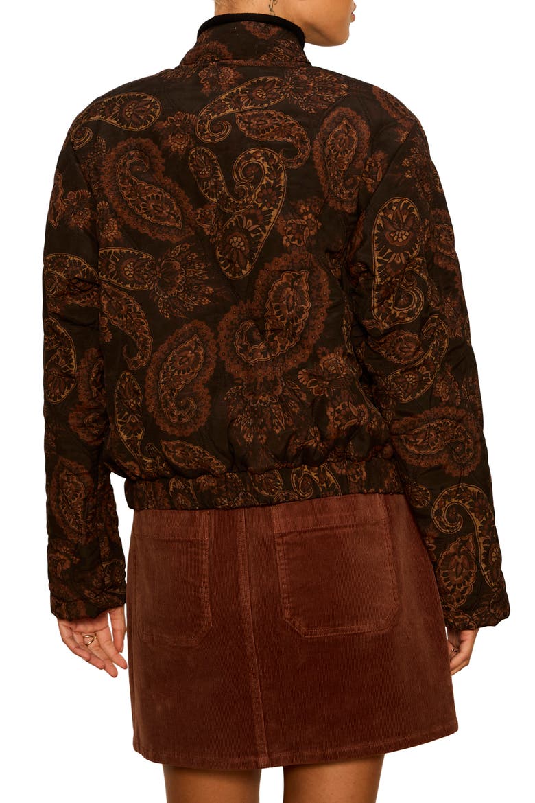 Empress Paisley Quilted Bomber Jacket, Alternate, color, COCOA BROWN PAISLEY