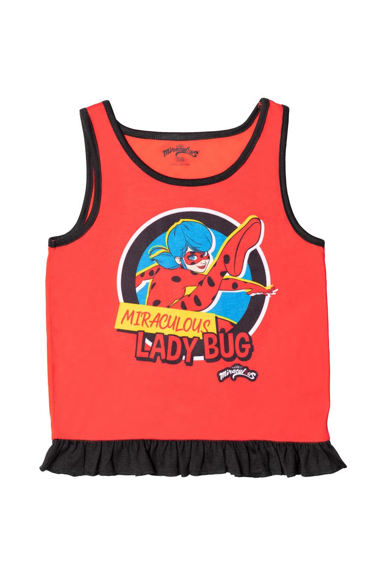 Ladybug Sleeveless Pajama Shirt and Shorts Set, Alternate, color, Ladybug Red