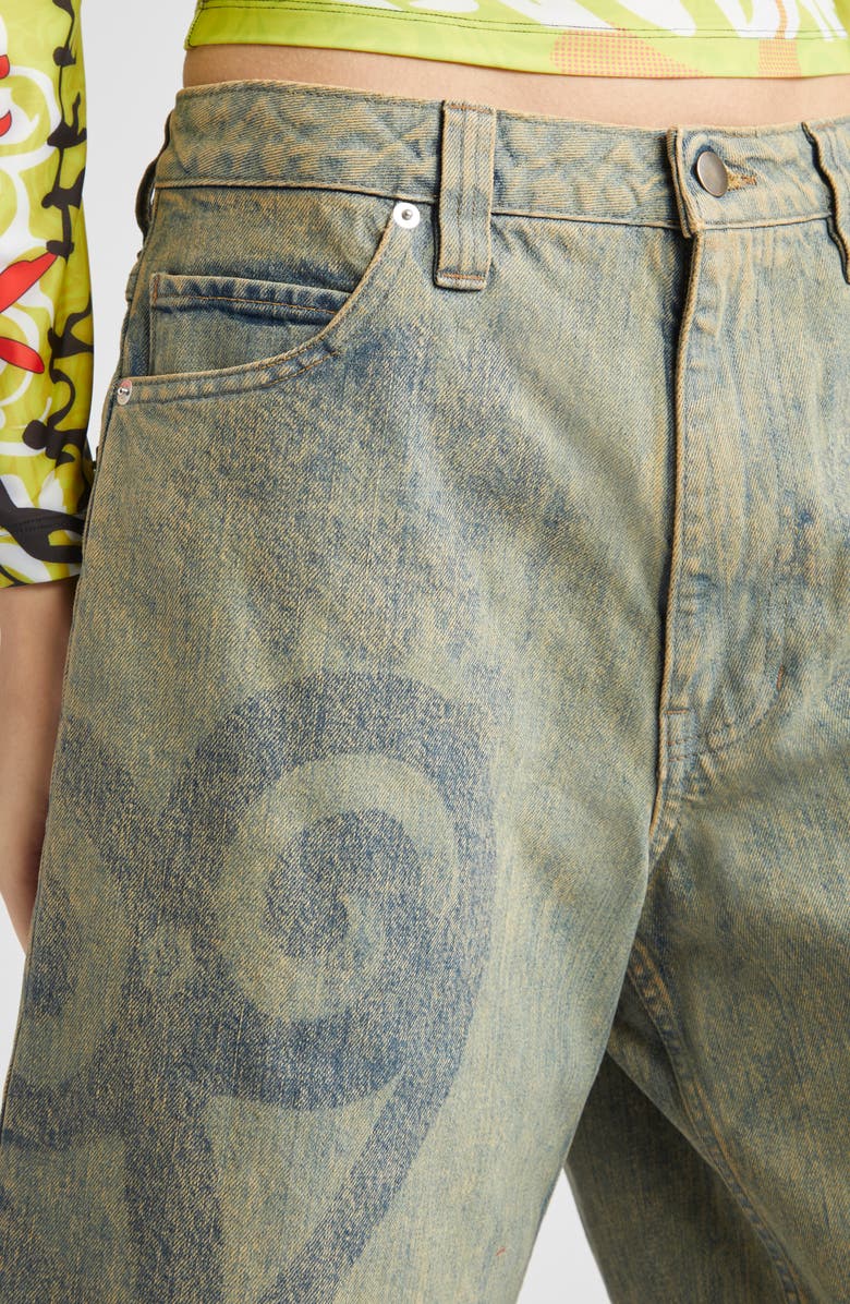 Paolina Russo Fade Print Denim Bermuda Shorts, Alternate, color, Sand