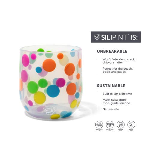Silipint Stemless Wine Glasses 12oz 2 Pk Polka Dot