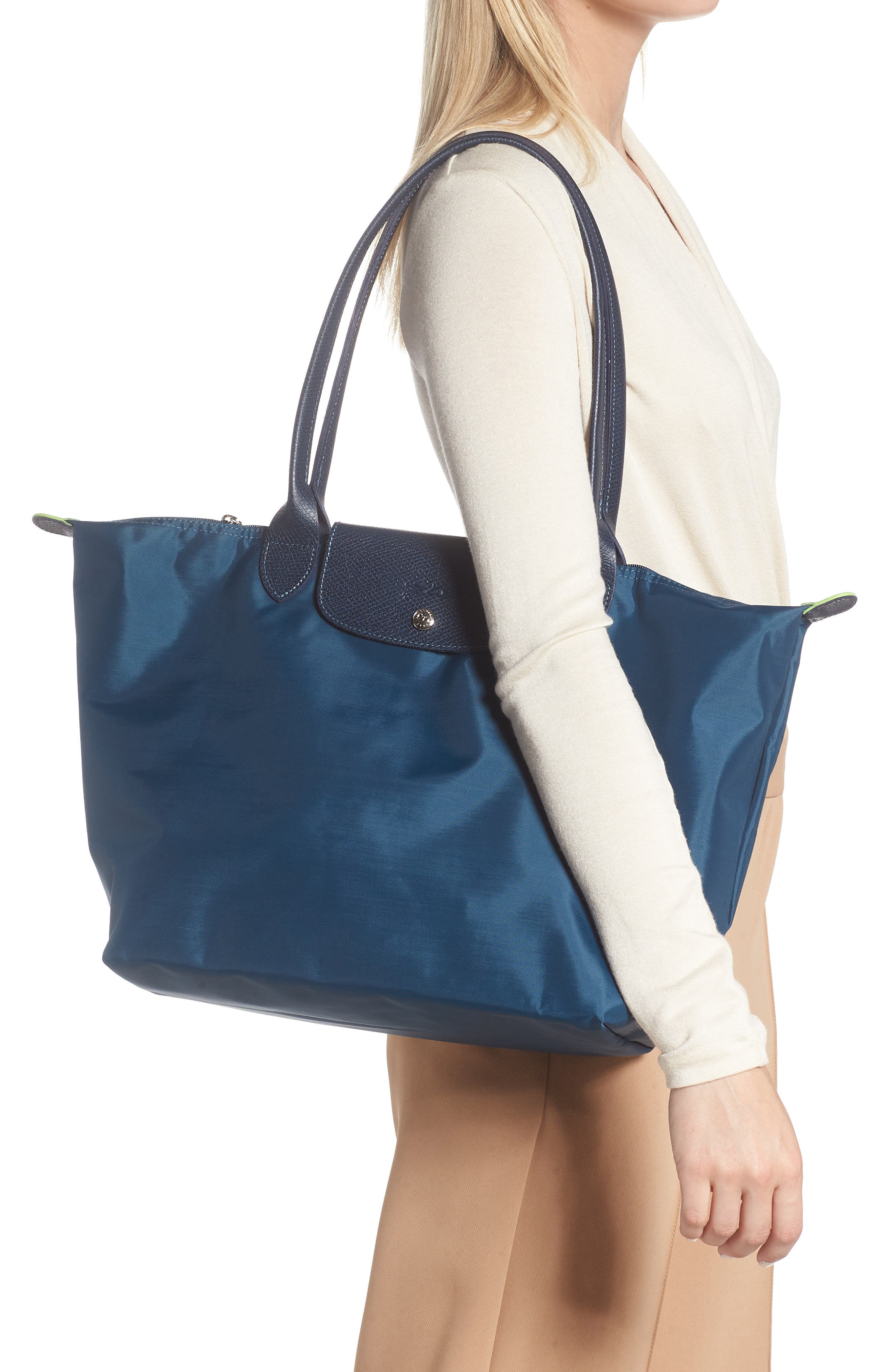 Large Le Pliage Tote, Alternate, color, OCEAN