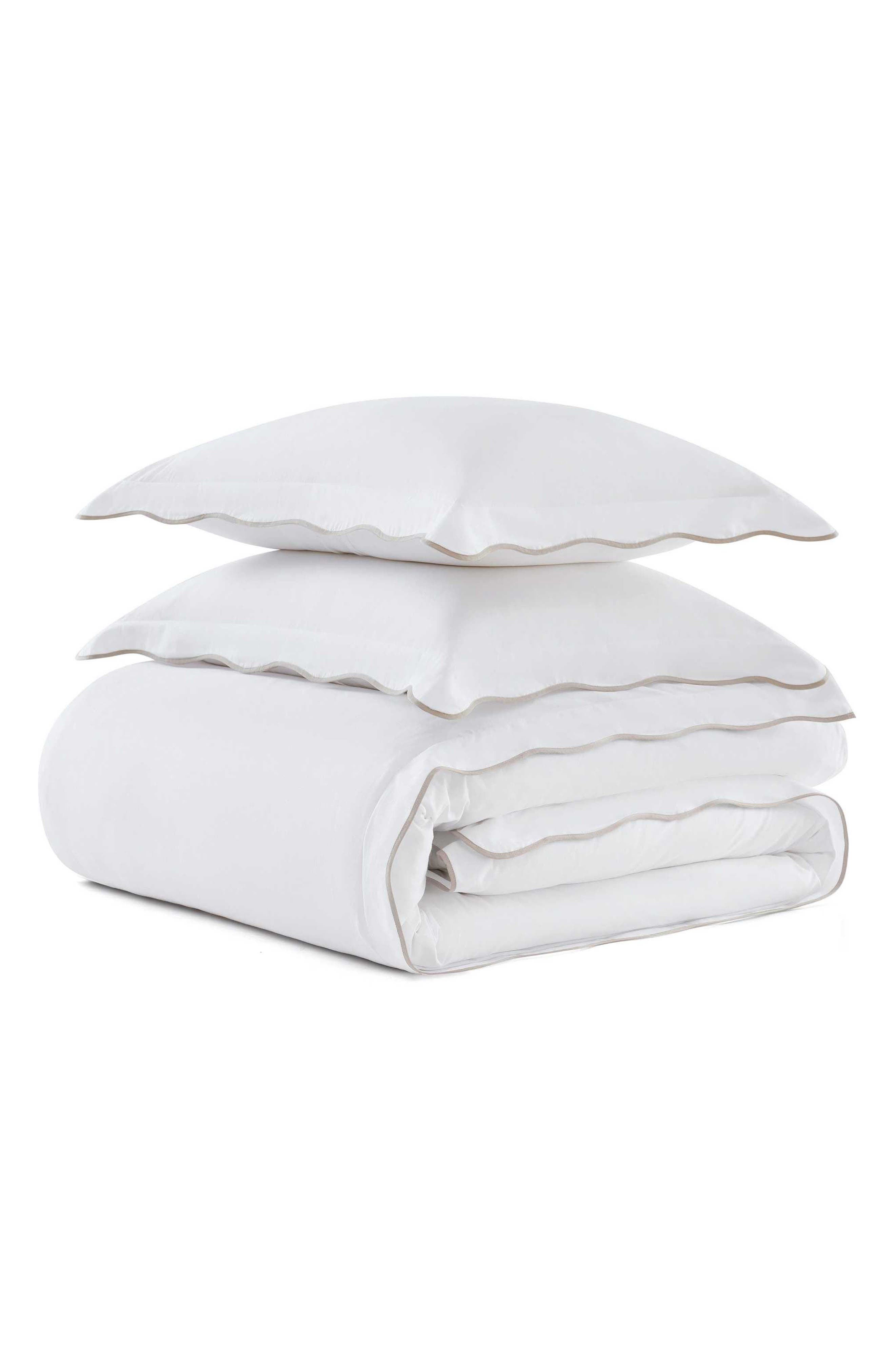 Simple Scallop Cotton Percale Duvet Set