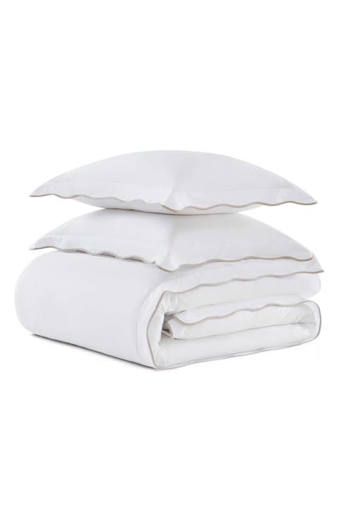 Simple Scallop Cotton Percale Duvet Set