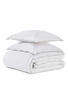 Simple Scallop Cotton Percale Duvet Set