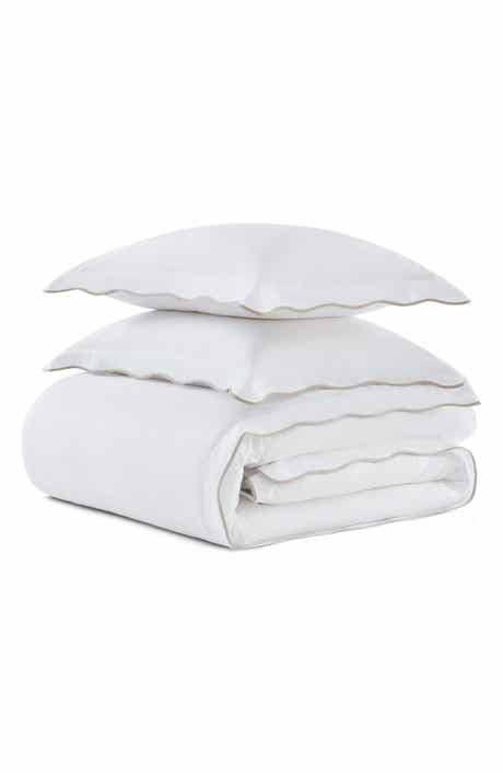 Simple Scallop Cotton Percale Duvet Set