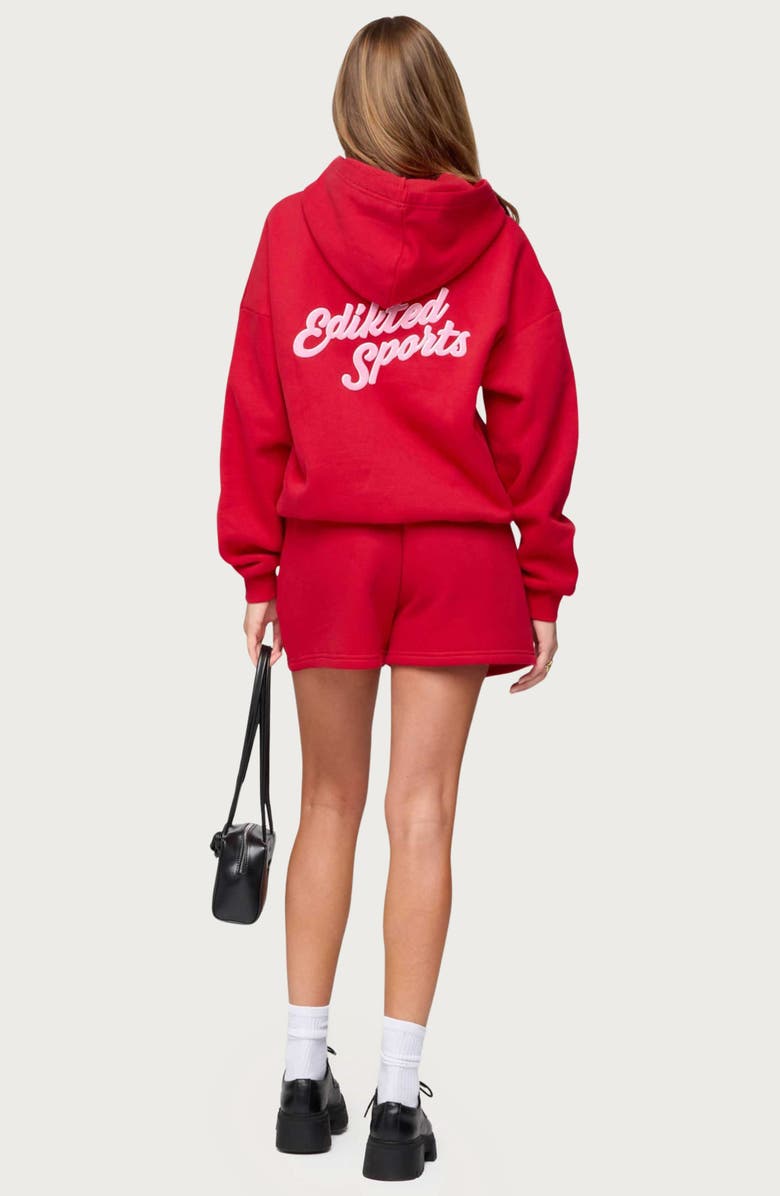 EDIKTED So Sporty Hoodie, Alternate, color, Red